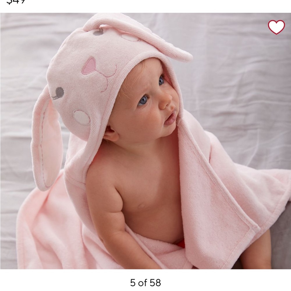 Pottery Barn Kids Soft Pink Bunny Towel